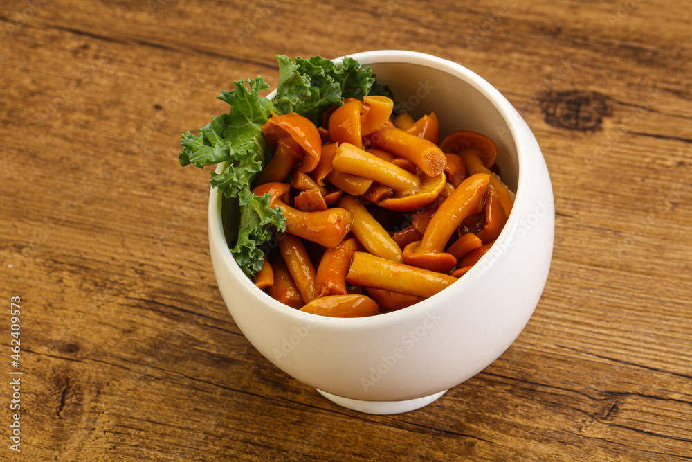 Marinated mushroom - honey agaric in the bowl Marinated mushroom - honey agaric in the bowl
