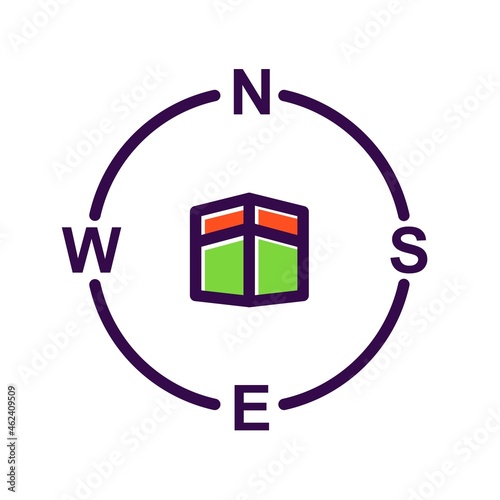 Qibla Direction Filled Vector Icon Design
