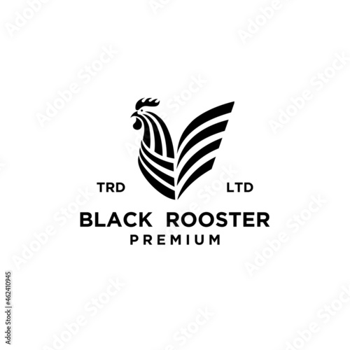premium black rooster logo design