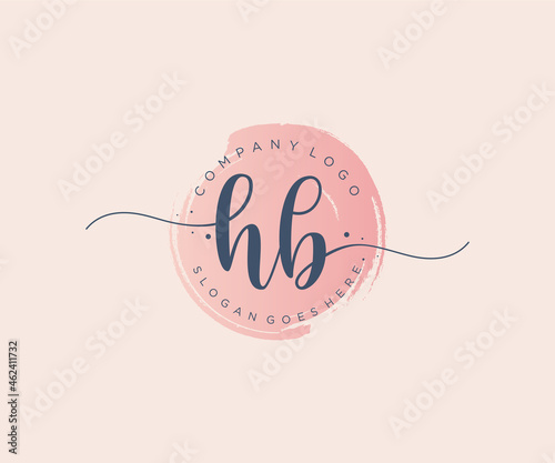 Initial HB feminine logo. Usable for Nature, Salon, Spa, Cosmetic and Beauty Logos. Flat Vector Logo Design Template Element.