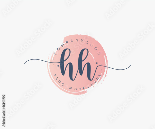 Initial HH feminine logo. Usable for Nature, Salon, Spa, Cosmetic and Beauty Logos. Flat Vector Logo Design Template Element.