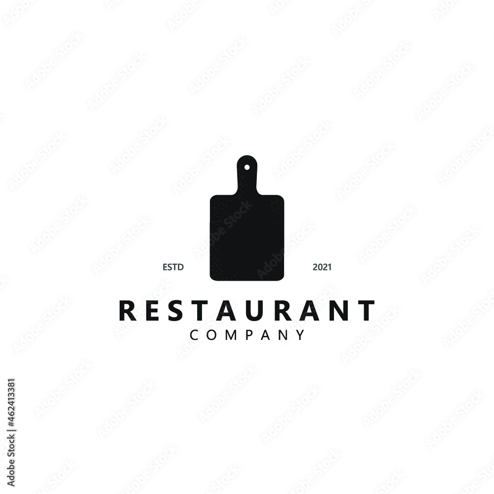 Black abstract cutting board illustration design with retro concept. for restaurant logos, food and trademarks. vintage logo templates