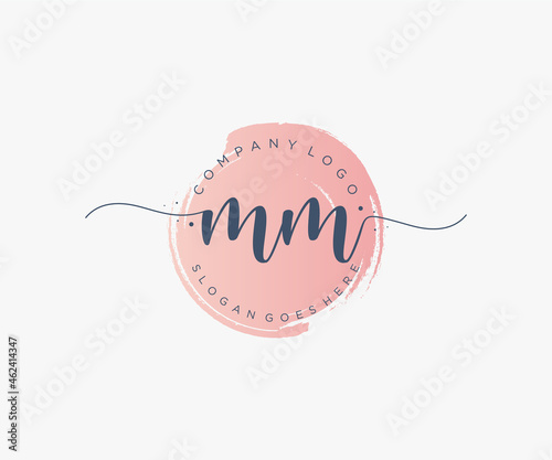 Initial MM feminine logo. Usable for Nature, Salon, Spa, Cosmetic and Beauty Logos. Flat Vector Logo Design Template Element.