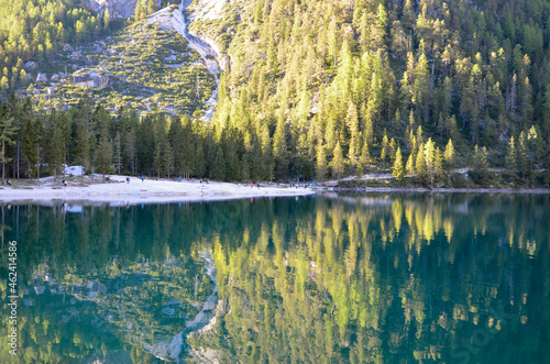 Fototapeta Naklejka Na Ścianę i Meble -  Pragser Wildsee (Lago die Braies, Braies wild like) in die Dolomites, South Tyrol 