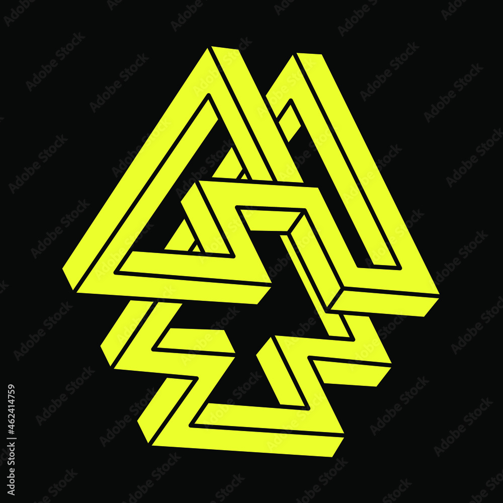 Optical illusion, vector. Optical art object. Geometric figure. Impossible shapes. Escher paradox. Optical illusion, vector. Optical art object. Geometric figure. Impossible shapes. Escher paradox.