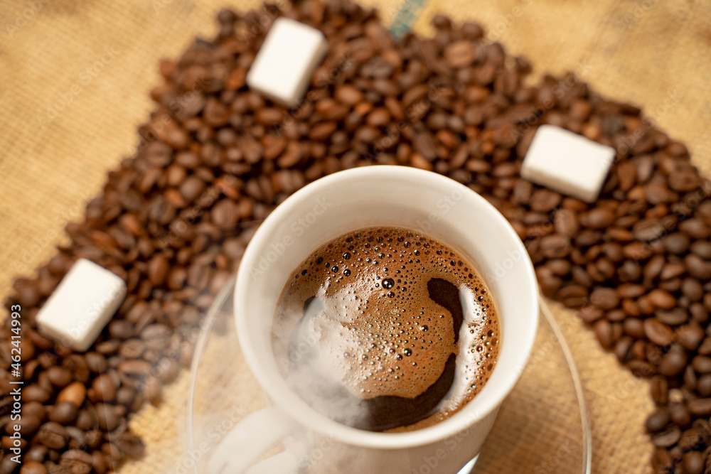 Top view of freshly made, black, turkish coffee Top view of freshly made, black, turkish coffee