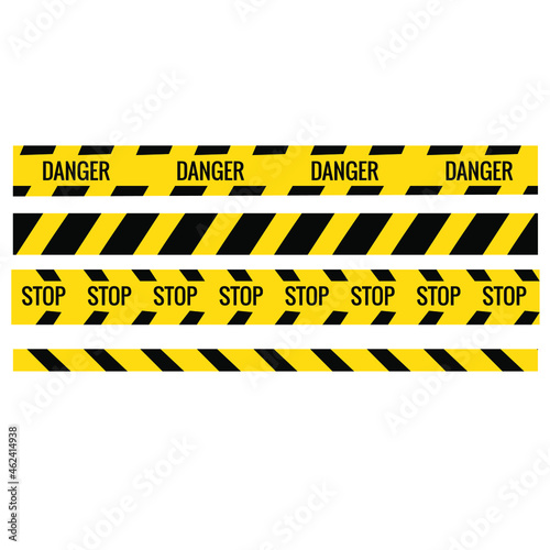 Police stripe border set Of danger caution tapes stock illustration. Line of crime places concept graphic element construction sign