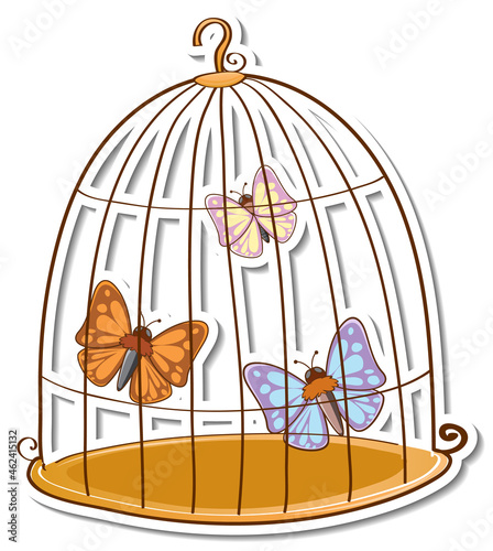 Many butterflies in a cage sticker