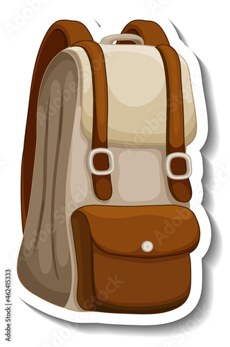 A sticker template with a vintage backpack isolated