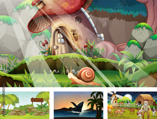 Four different nature horizontal scene