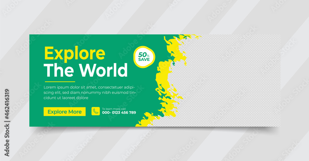 Fototapeta premium Travel agency social media cover templates fully editable, advertising design, web banner template