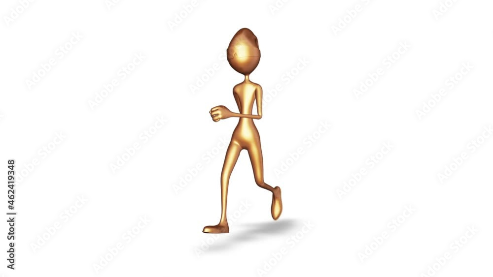 3d Character Gold Man Running Loop on White Background 3d Character Gold Man Running Loop on White Background