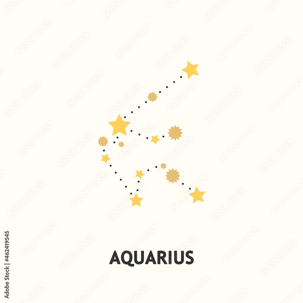 Astrological zodiac Aquarius. 12 zodiac symbol. Astronomy occult symbol with zodiac sign.