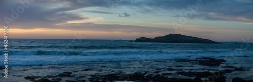 Panoramic view of the Pessegueiro island at the end of the day.