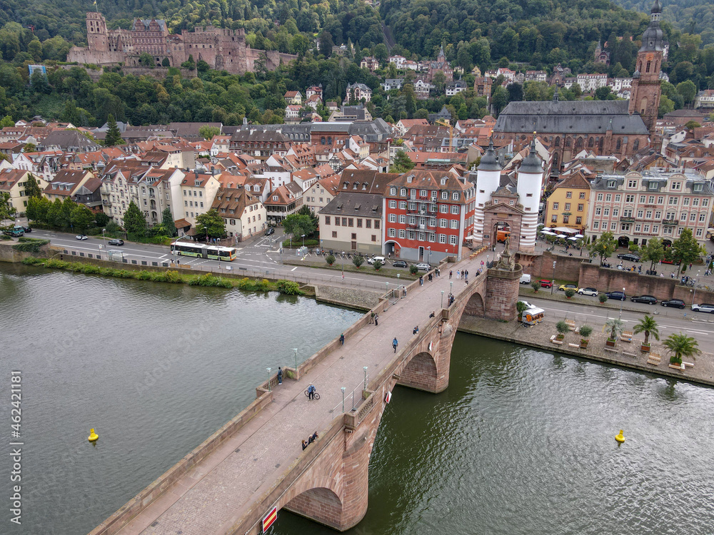 Drone view at the town of Heidelberg in Germany