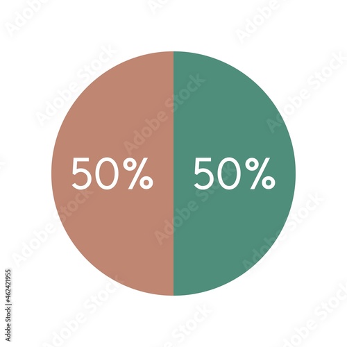 colorful pie chart,circle percentage diagram infographic vector illustration.50,50