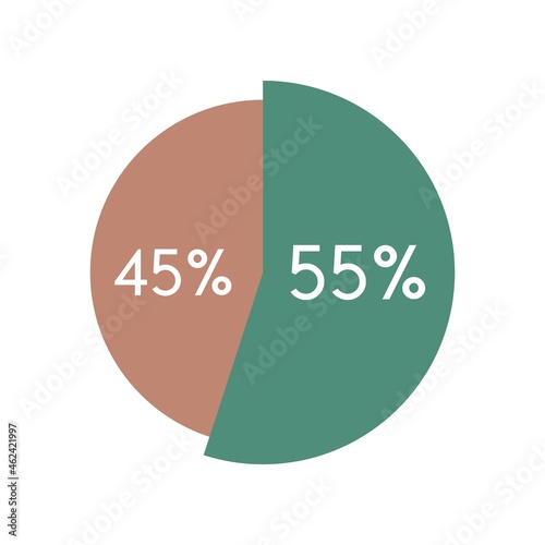 colorful pie chart,circle percentage diagram infographic vector illustration.55,45