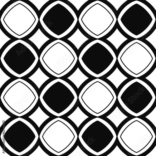 Checker pillows pattern. Vector repeated shapes pattern. Black and white checkered cells.