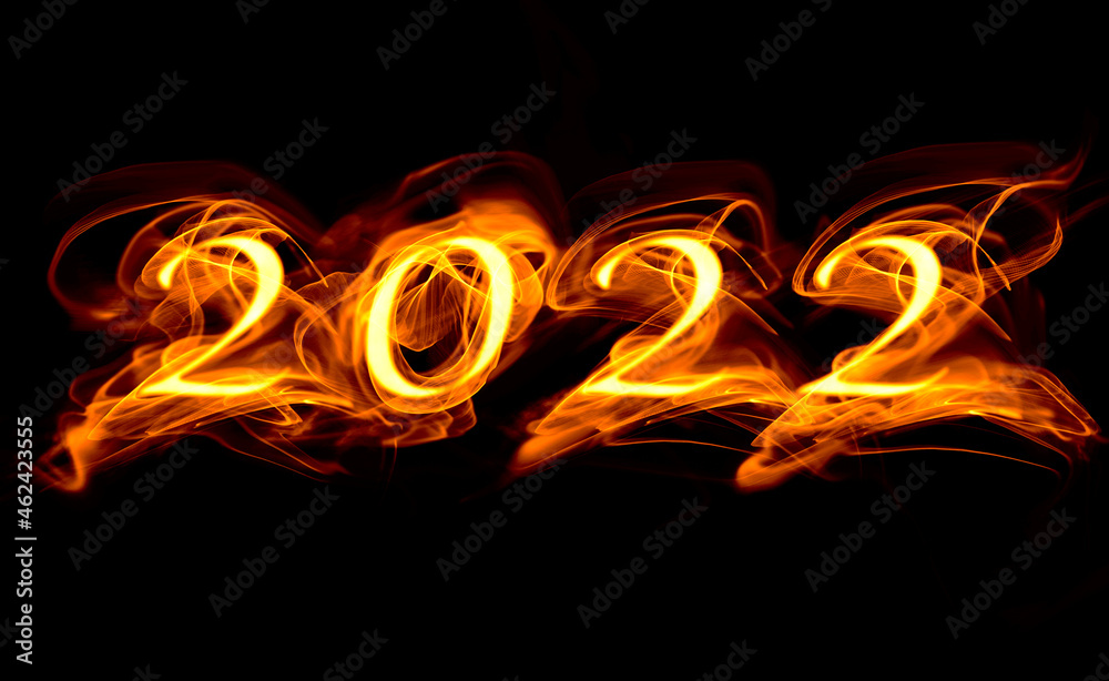 Fototapeta premium fire symbols 2022 on black background