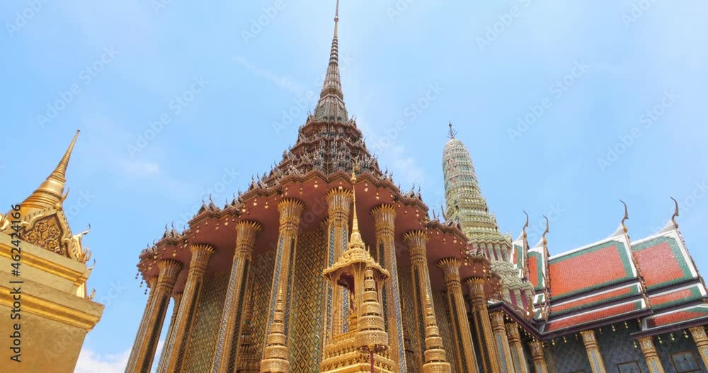 Wat Phra Kaew or Emerald Buddha Temple a tourist famous landmark which relate to religion in Bangkok Thailand. Amazing Thailand travel concept.