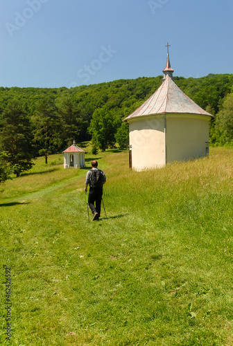 A chapel surrounded by fields and forests, Kalwaria Pacławska, Poland