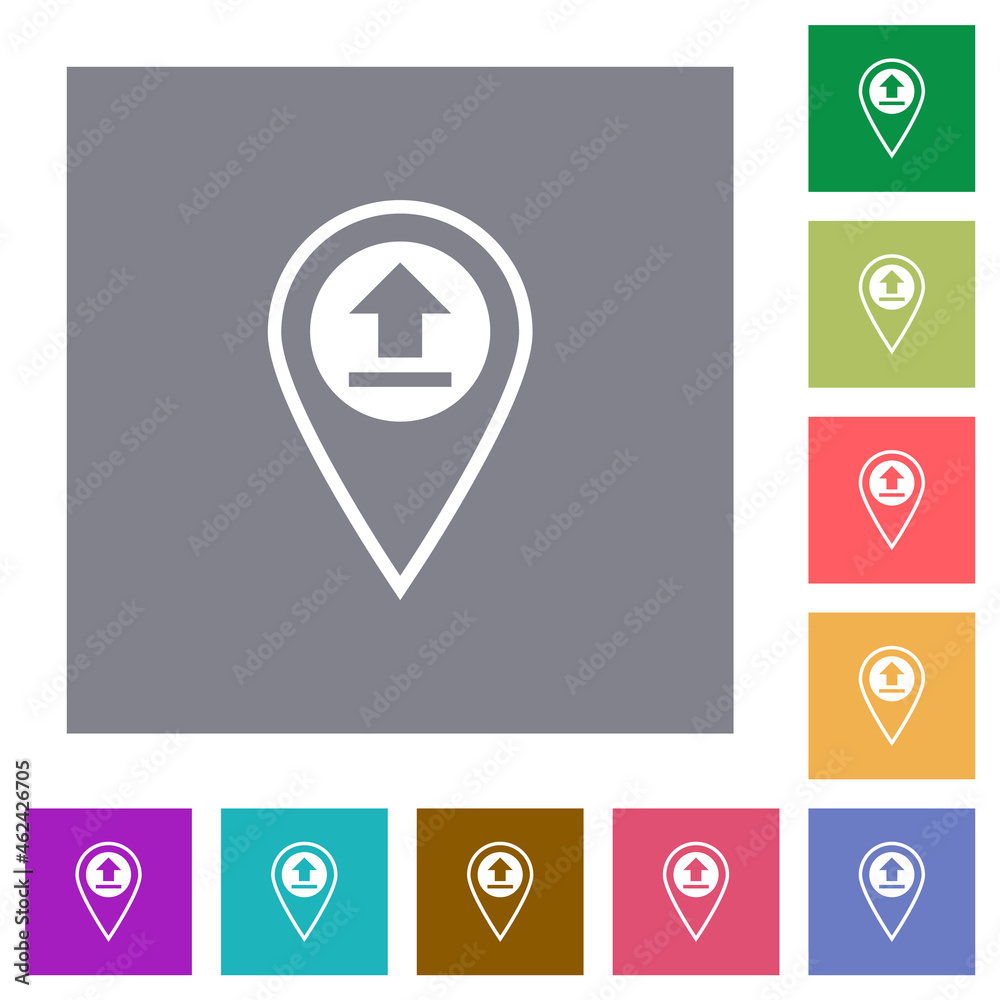 Upload GPS map location square flat icons Upload GPS map location square flat icons