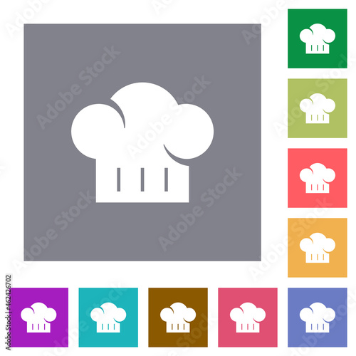 Chef hat solid square flat icons