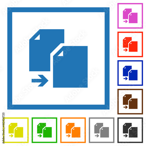 Copy document solid flat framed icons