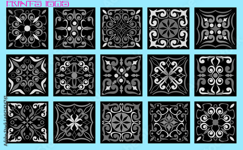 Pattern vector tiles traditional textures ornamental ceramics Spanish Portuguese Mexican Arabic Moroccan Italian colonial hydraulic majolica Turkish azulejos baldosas losetas racholas cerámicas photo