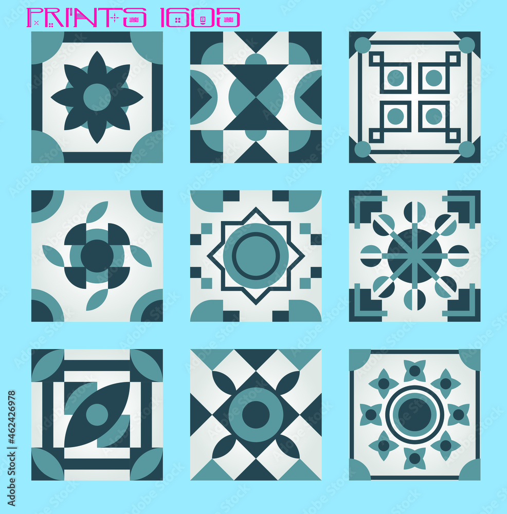 Pattern vector tiles traditional textures ornamental ceramics Spanish ...