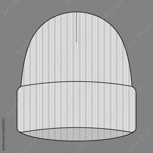 White Beanie Hat Template Vector on Gray Background, Vector File