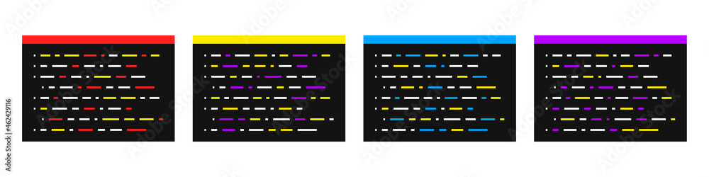 Programming. Coding. Development and software. Web. SEO. Flat style. Vector illustration