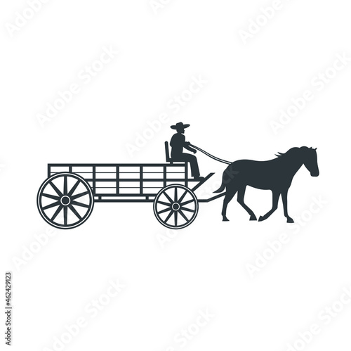 illustration of cowboy carriage, vector art.