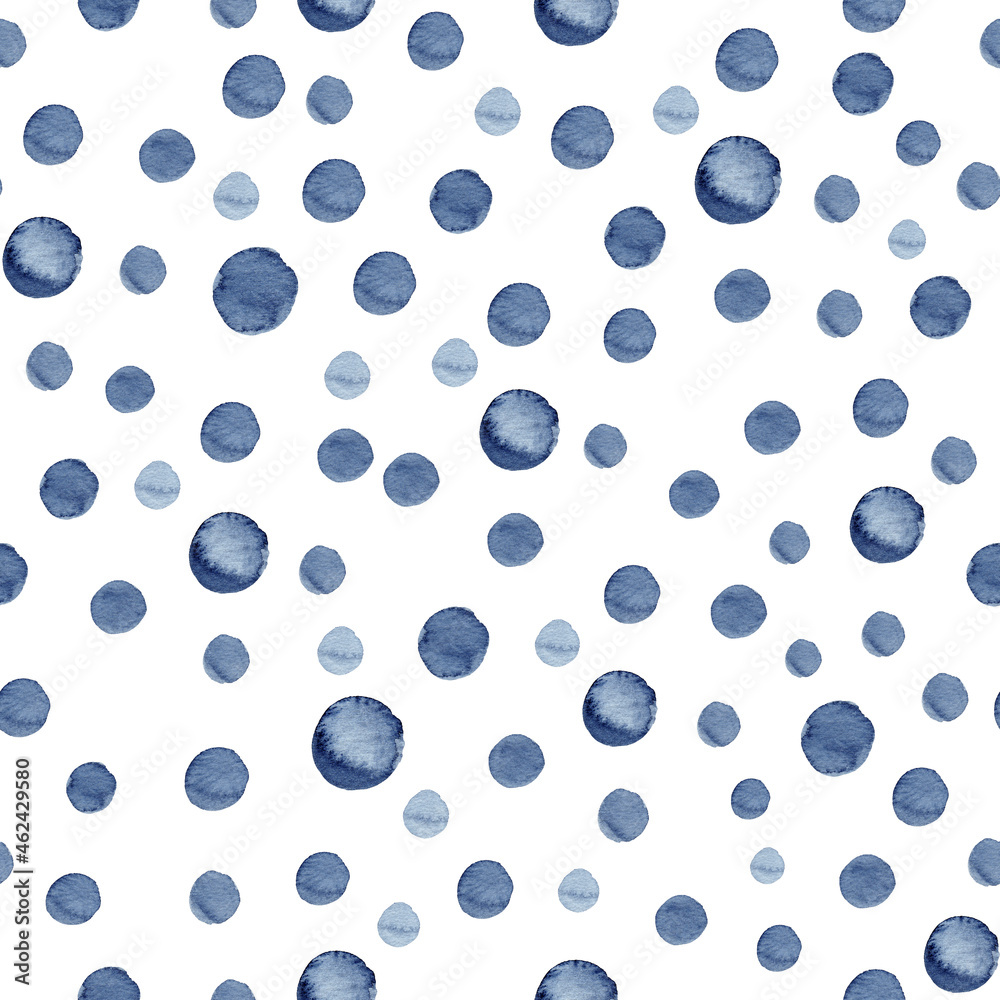 Watercolor seamless pattern abstract background. Hand painted indigo drop illustration.