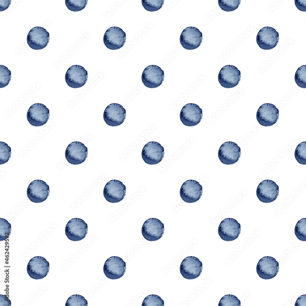 Indigo watercolor seamless pattern abstract background. Hand drawn round drop illustration.