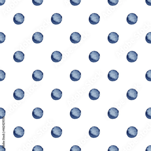 Obraz na płótnie Indigo watercolor seamless pattern abstract background. Hand drawn round drop illustration. w salonie