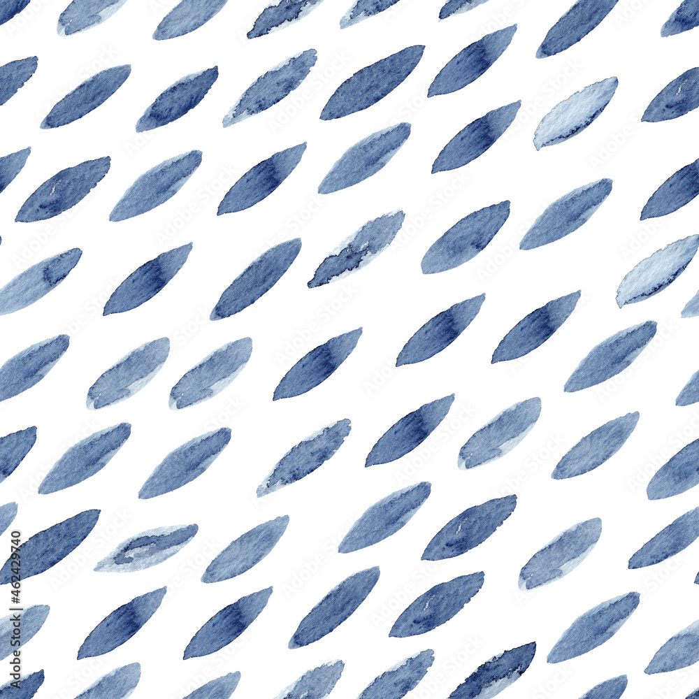 Indigo watercolor seamless pattern abstract background. Hand drawn illustration.