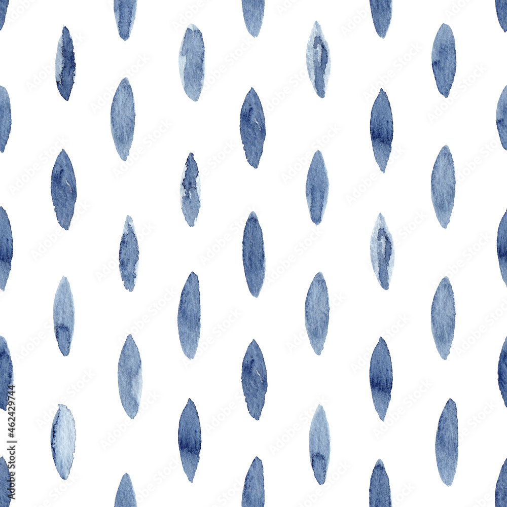 Watercolor seamless pattern abstract background. Blue indigo illustration.