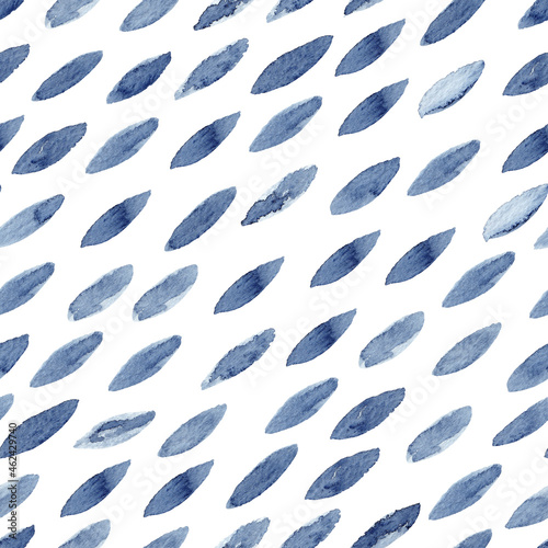 Obraz na płótnie Indigo watercolor seamless pattern abstract background. Hand drawn illustration. w salonie