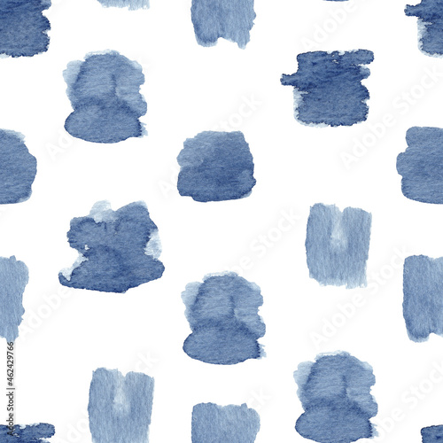 Obraz na płótnie Indigo watercolor abstract background isolated on white. Hand painted illustration. w salonie
