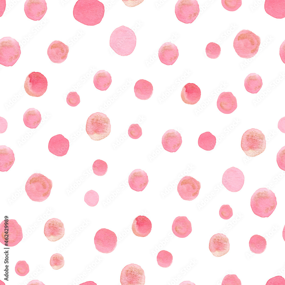 Watercolor round drop seamless pattern abstract background. Hand painted illustration.
