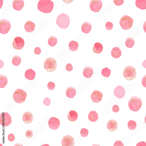 Obraz na płótnie Watercolor round drop seamless pattern abstract background. Hand painted illustration. w salonie