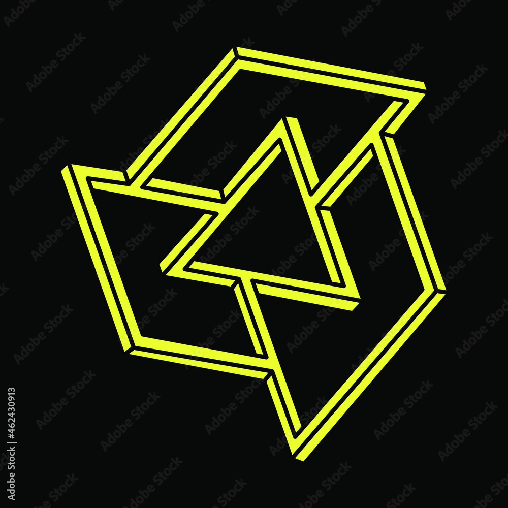 Optical illusion, impossible shapes, vector. Optical art object. Escher style. Geometric figure. Optical illusion, impossible shapes, vector. Optical art object. Escher style. Geometric figure.