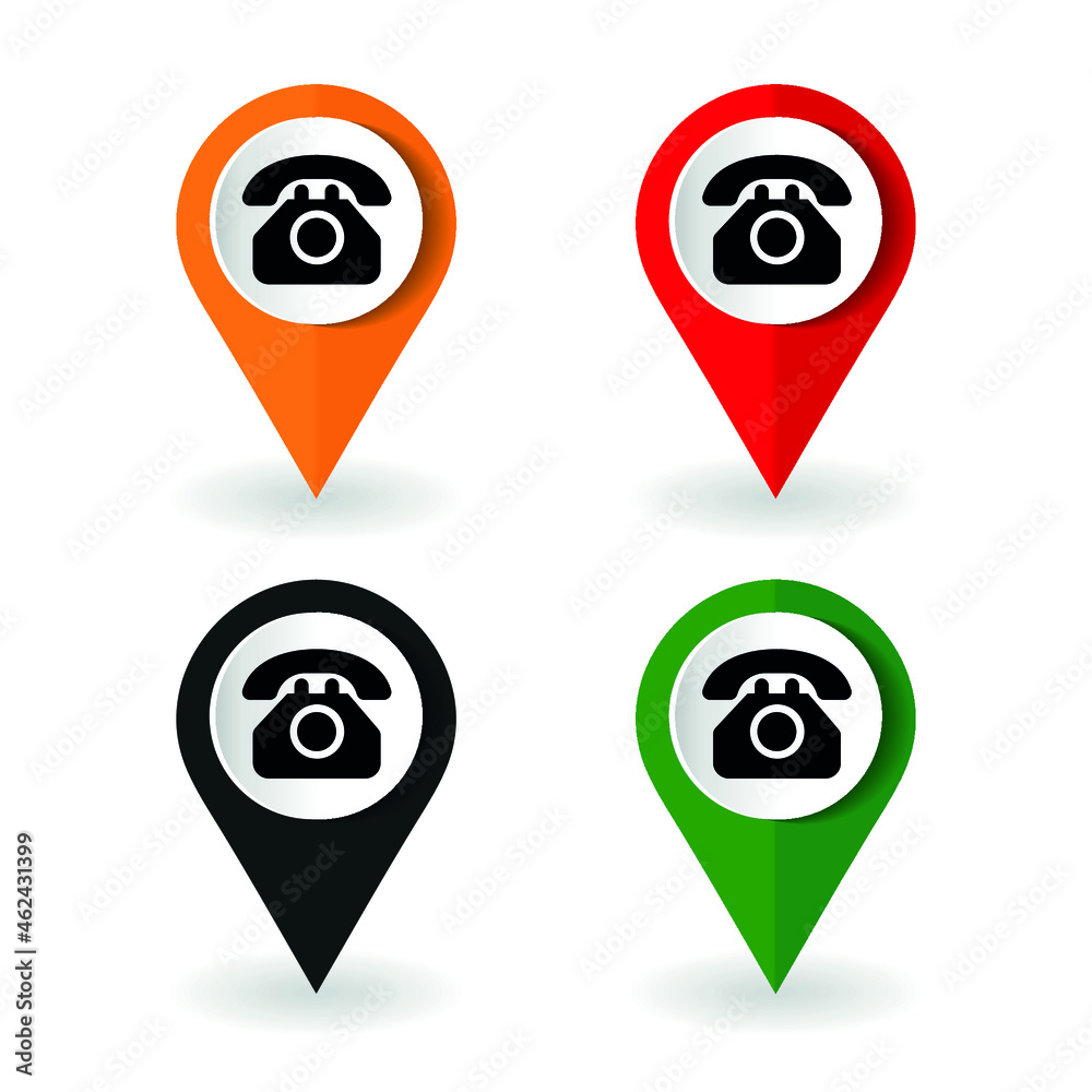 Map marker with icon of a telephone vector illustration Map marker with icon of a telephone vector illustration