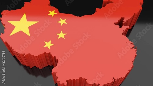 Zoom out on China map on black background animation