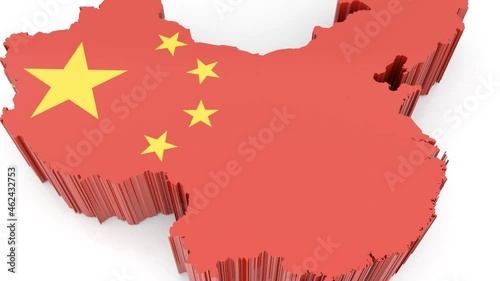 Zoom out on China map on white background animation
