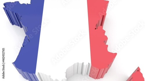 Zoom out on France map on white background animation
