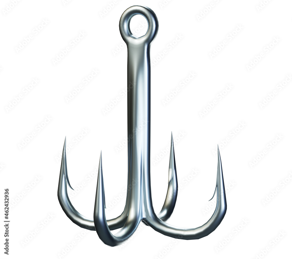 3D rendered fishing hook over white 3D rendered fishing hook over white