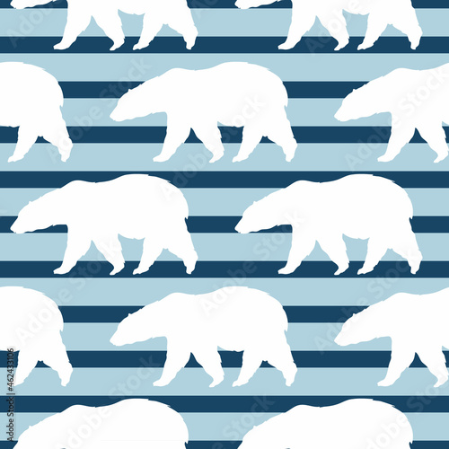 Polar bear striped seamless pattern background Animal logo icon sign Modern design for textile Cartoon children's style Fashion print clothes apparel greeting invitation card cover flyer poster banner