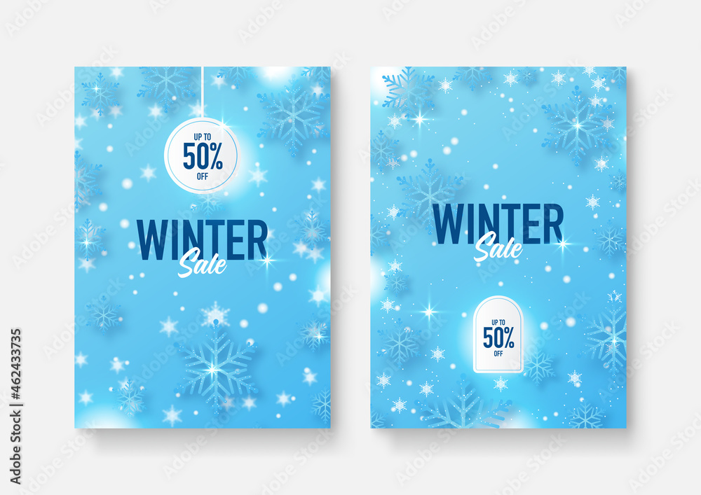 Winter christmas sale cover design background. Vector Illustration. Collection of abstract background designs, winter sale, social media promotional content.